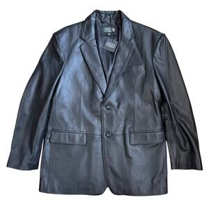 BGSD Mens Black Lamb Leather Jacket Sport Coat Blazer Size XXL